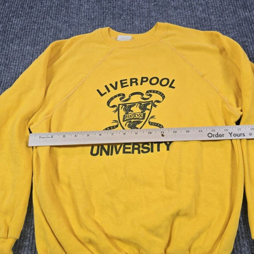 Vintage Liverpool University Sweatshirt Mens Small‎ Yellow College Crewneck 80s